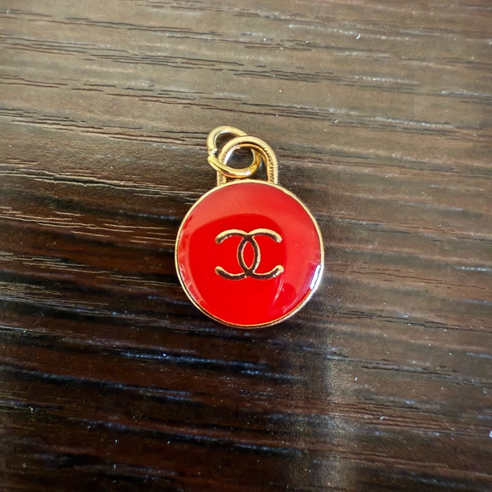 CHANEL Red and Gold Brooch